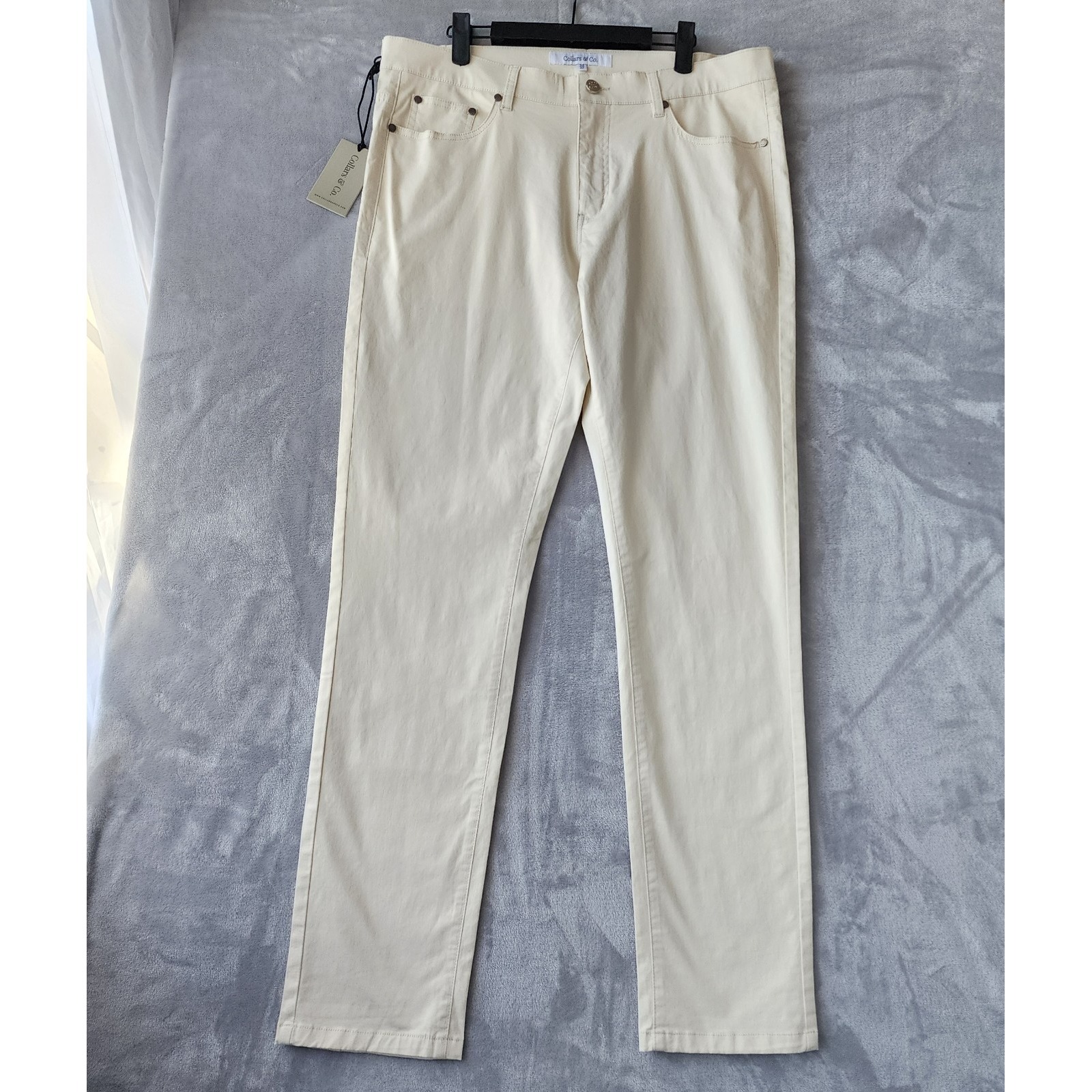 Collars & Co Pants Mens Size 38x34 Chino Pockets Stone Ivory Ceo Stretch Nwt